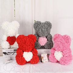 Teddy Bear of Roses 3cm Foam Gifts Box Artificial Flowers