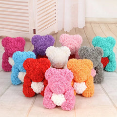 Teddy Bear of Roses 3cm Foam Gifts Box Artificial Flowers