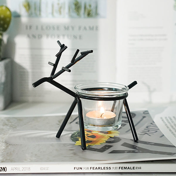 Wrought iron fawn candle holder