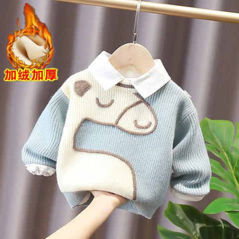 Pullover children's knitted sweater thickened