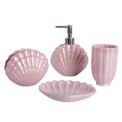 Pearlescent couple wash set shell mouthwash cup